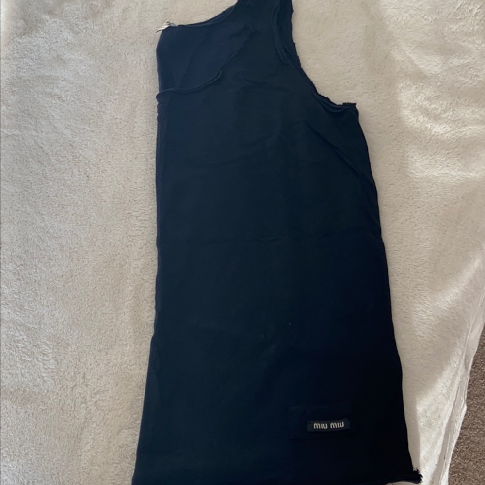 MIU MIU Navy blue tank raw cut